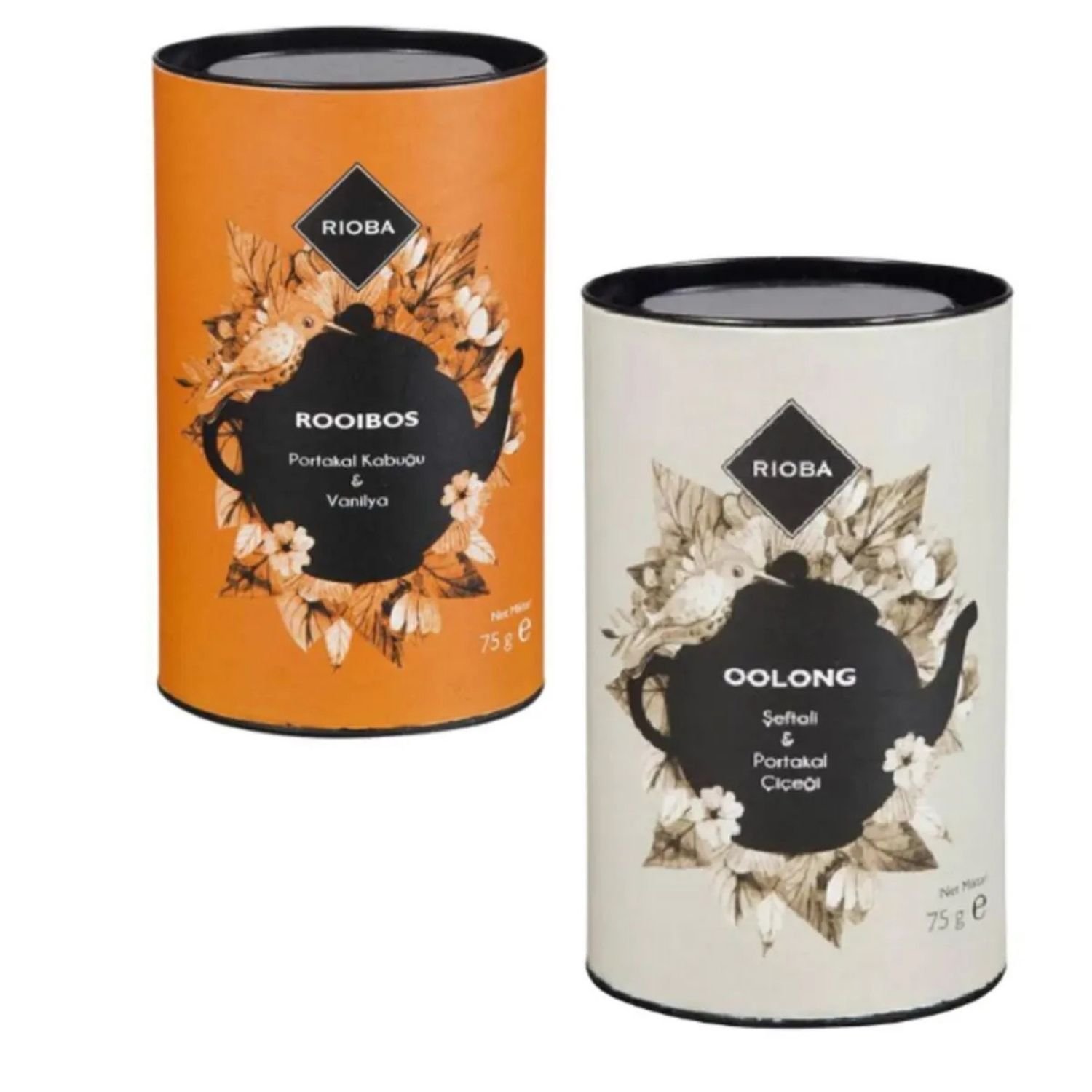 Rioba 2Lİ SET RIOBA Portakal Kabuğu&Vanilya Çay VE Rioba Oolong Şeftali&portakal Çiçeği Bitki Çayı 75 gr