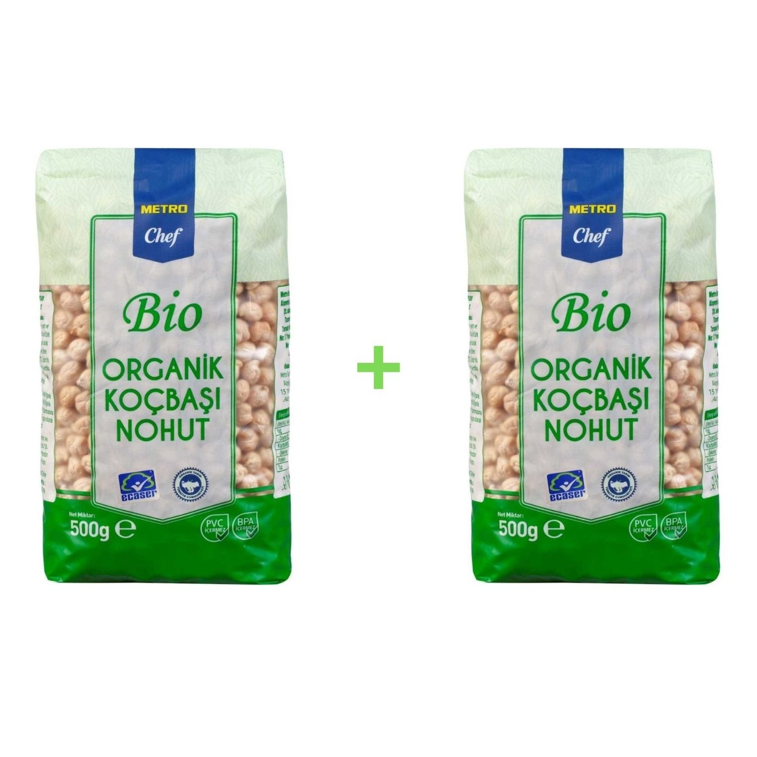Metro Chef Bio Nohut Koçbaşı 500 gr 2 Paket  Baklagil Kuru Gıda Organik