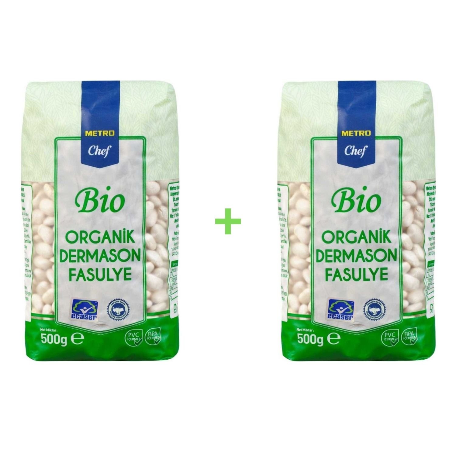 Metro Chef Bio Fasülye Dermason 500 gr 2 Paket Baklagil Kuru Gıda Organik
