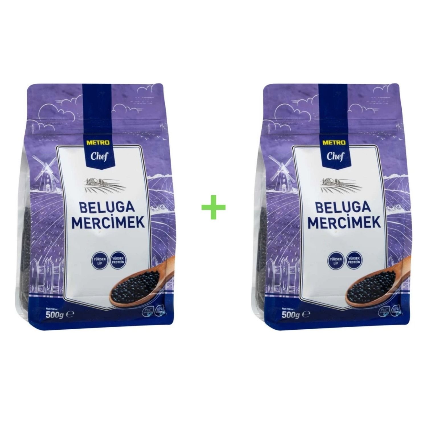 Metro Chef Beluga Mercimek 500 gr 2 Paket Tohum Bakliyat Baklagil